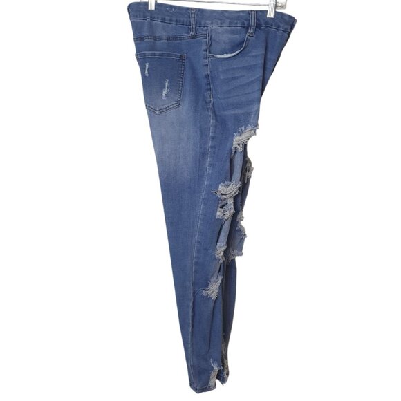 Rue21 Womens Curvy High-Rise Jeans 14 Distressed Ripped Y2K Denim Hip Streetwear - Picture 3 of 7